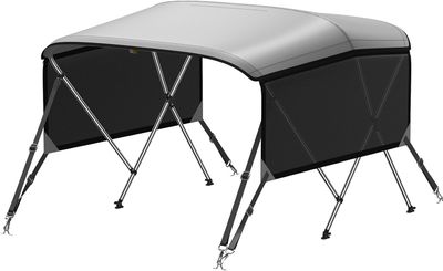 3 Bow Bimini Top 6'L x 46"H x 61-66"W with Mesh Sidewalls (Dark Gray)