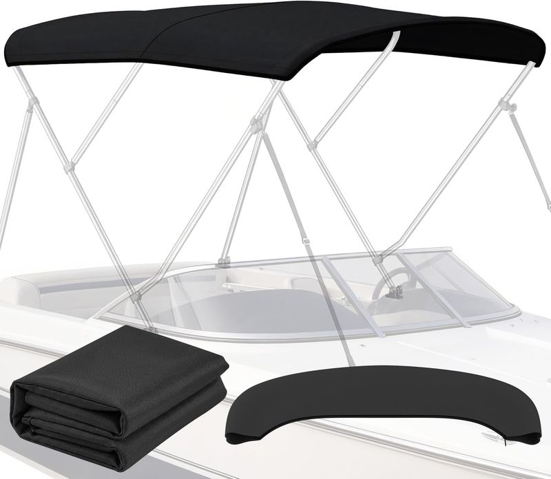 3 Bow Bimini Top Replacement Cover 6'L x 46-73"W x 78"H Polyester Black