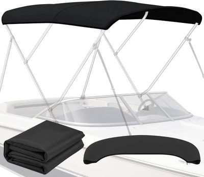 3 Bow Bimini Top Replacement Cover 6'L x 46-73"W x 78"H Polyester Black