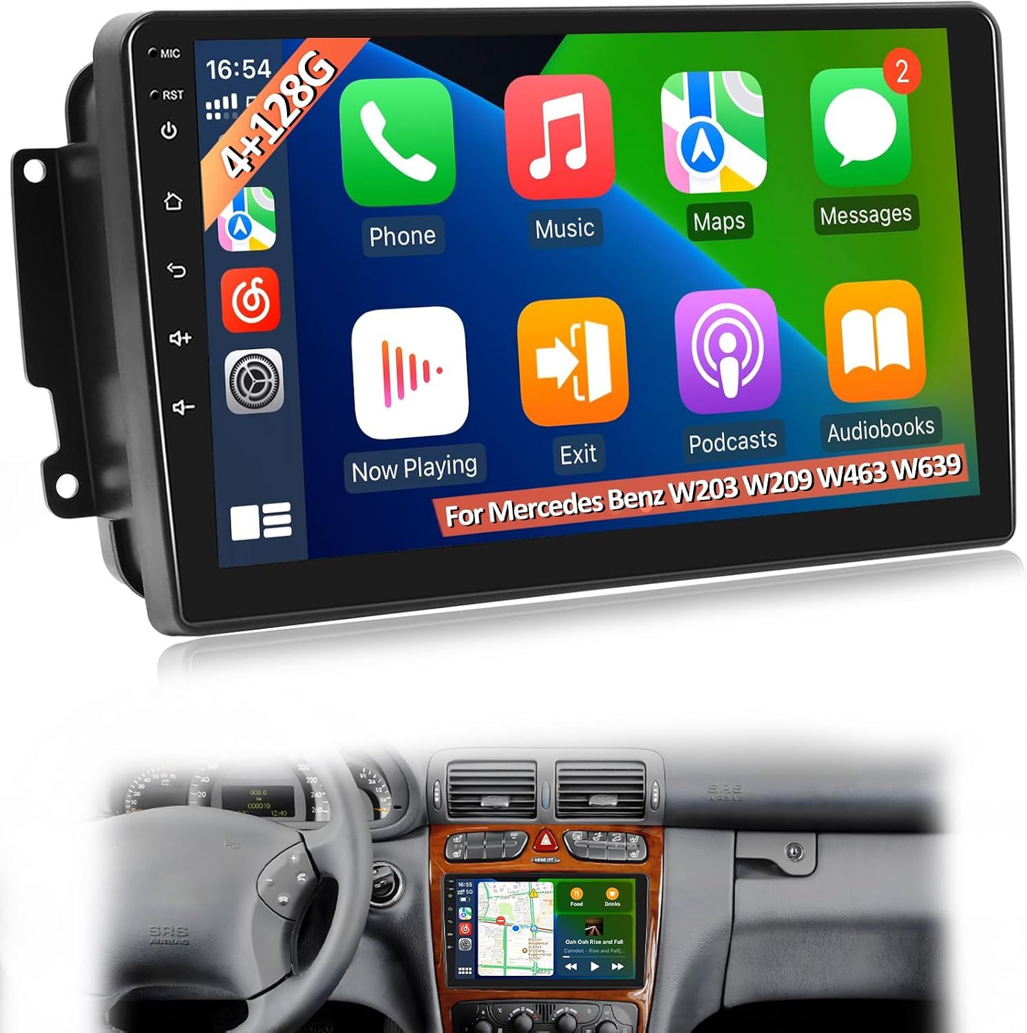 Mercedes C-Class W203 &amp; CLK W209 Android Stereo with CarPlay &amp; Backup Camera