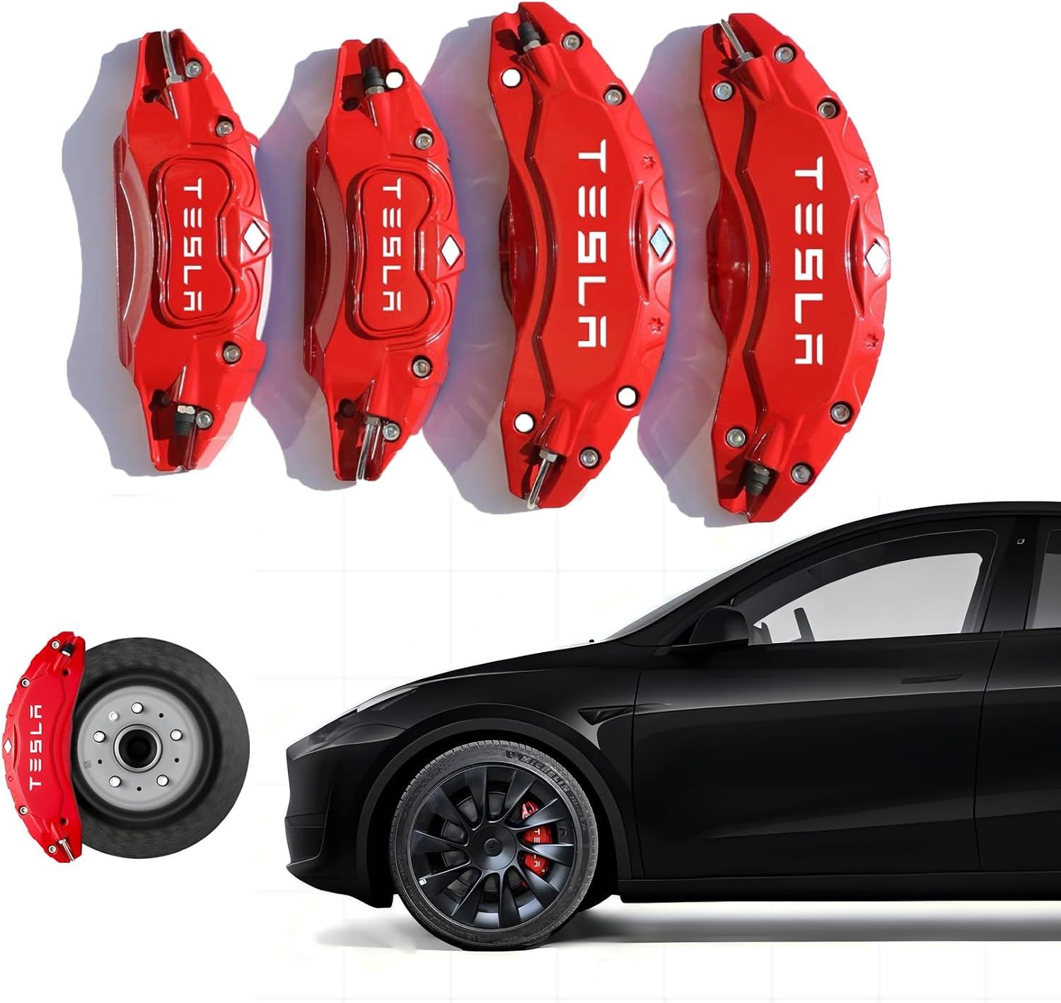 Tesla Model Y 2020-2024 19/20" Red Brake Caliper Covers Front Rear