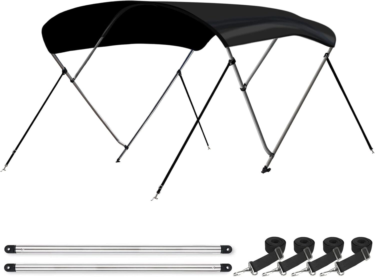 6FT Black Bimini Top 3 Bow 46"H x 54-60"W