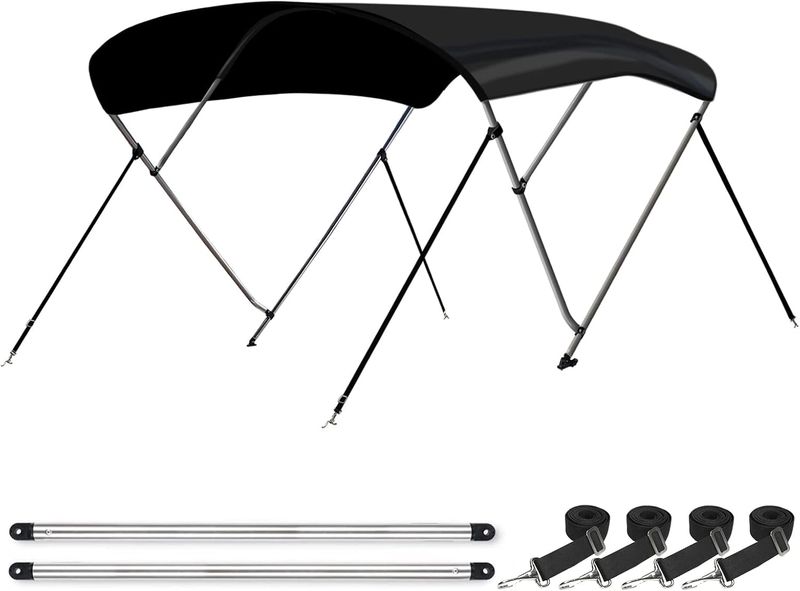 6FT Black Bimini Top 3 Bow 46"H x 54-60"W 6FT Black Bimini Top 3 Bow 46"H x 54-60"W