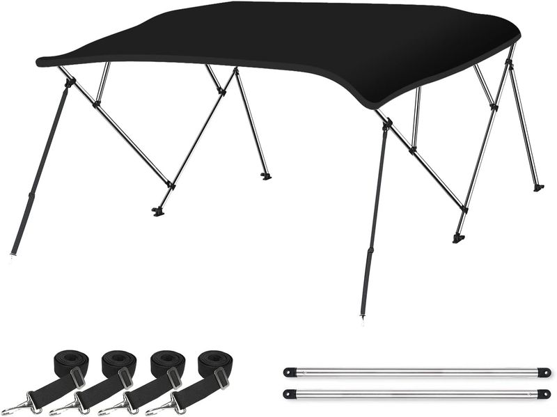 3 Bow Boat Bimini Top 73-78"W x 46"H Black 3 Bow Boat Bimini Top 73-78"W x 46"H Black