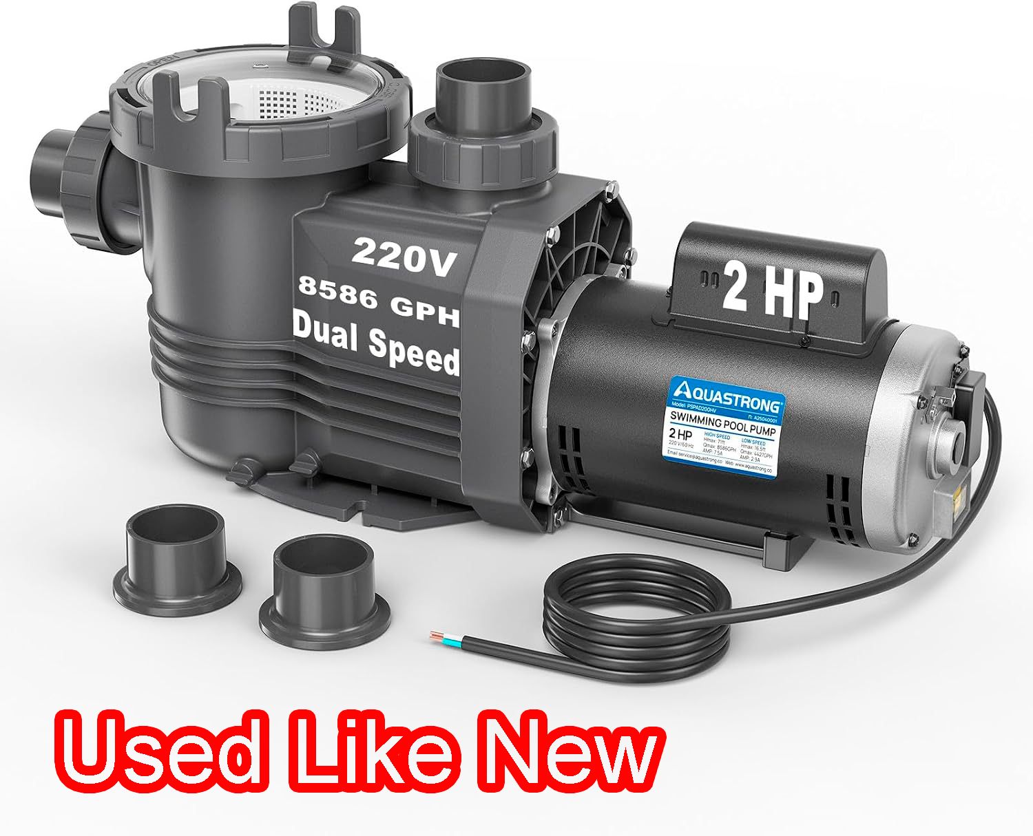 2HP In/Above Ground Pool Pump 220V Dual Speed 8586GPH High Flow