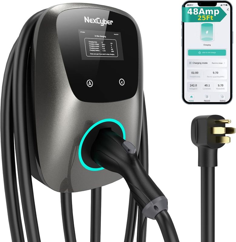 EV Charger Station Level 2 48A NEMA 14-50 25FT Cable J1772 with WiFi