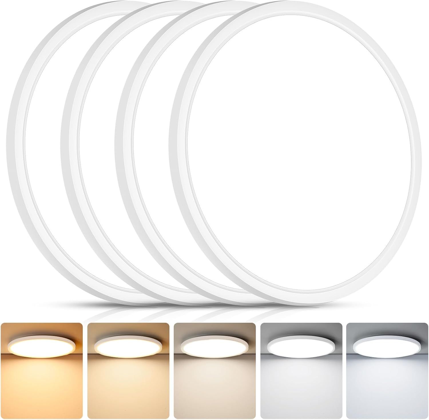 12 Inch LED Ceiling Light Fixture 24W 2700K-6500K 3200LM 4 Pack