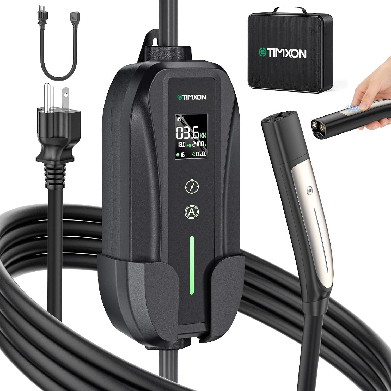 EV Charger Station 12/16A NACS Level 2/1 25FT For Tesla Charger