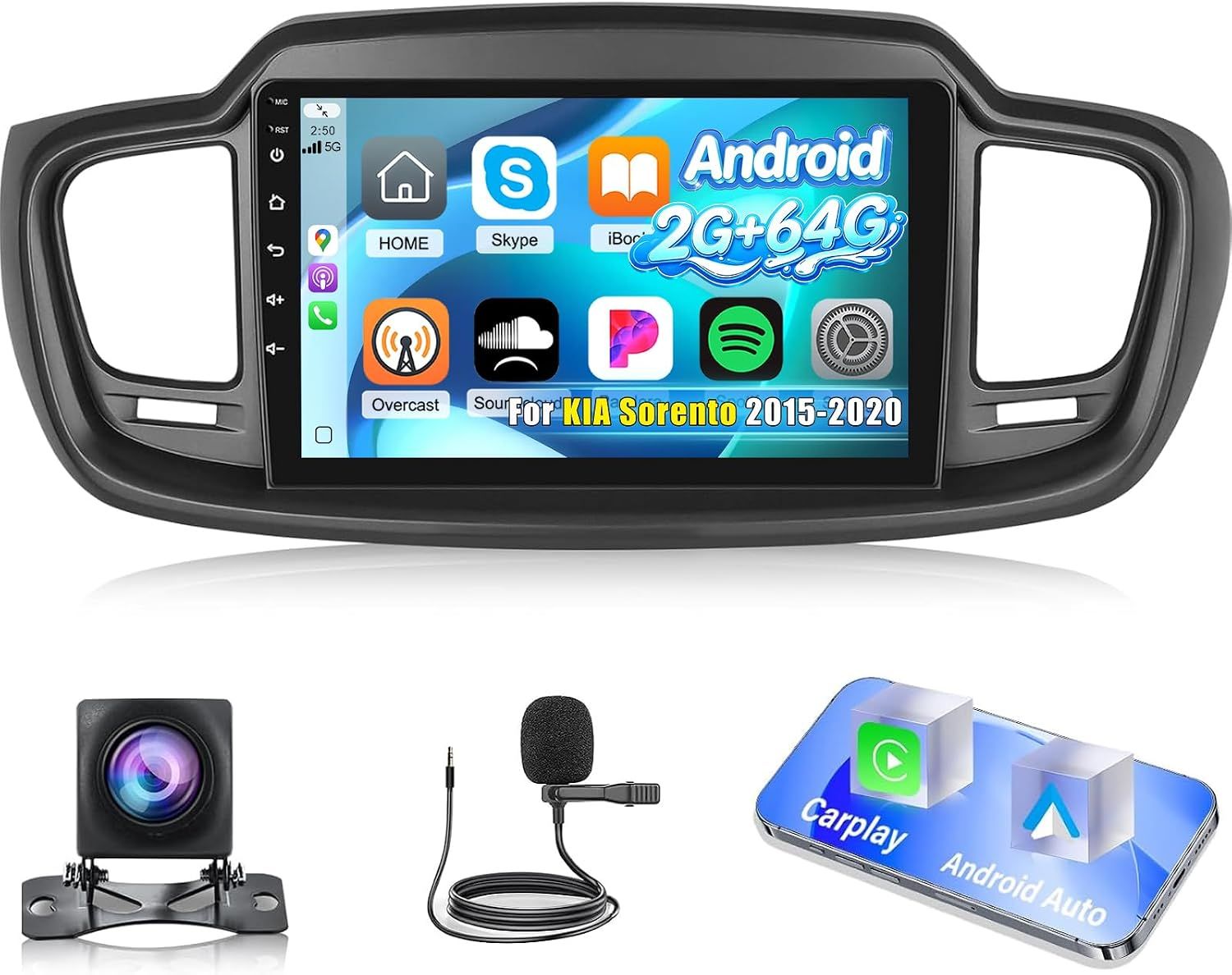 Kia Sorento 2015-2020 Screen 10.1 Inch Stereo CarPlay, Android &amp; Backup Camera