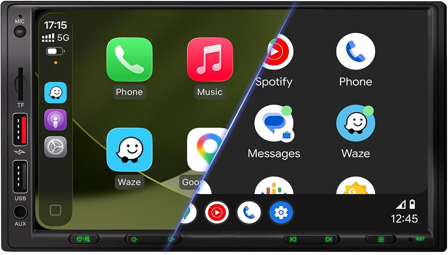 7 Inch Double Din HD Stereo with Wireless CarPlay, Android &amp; Backup Camera