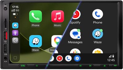 7 Inch Double Din HD Stereo with Wireless CarPlay, Android &amp; Backup Camera