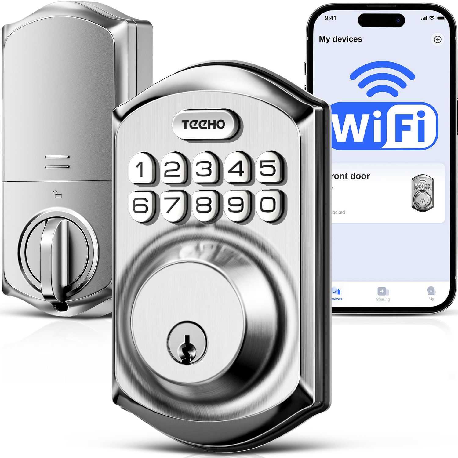 WiFi Keypad Smart Door Lock Deadbolt Satin Nickel