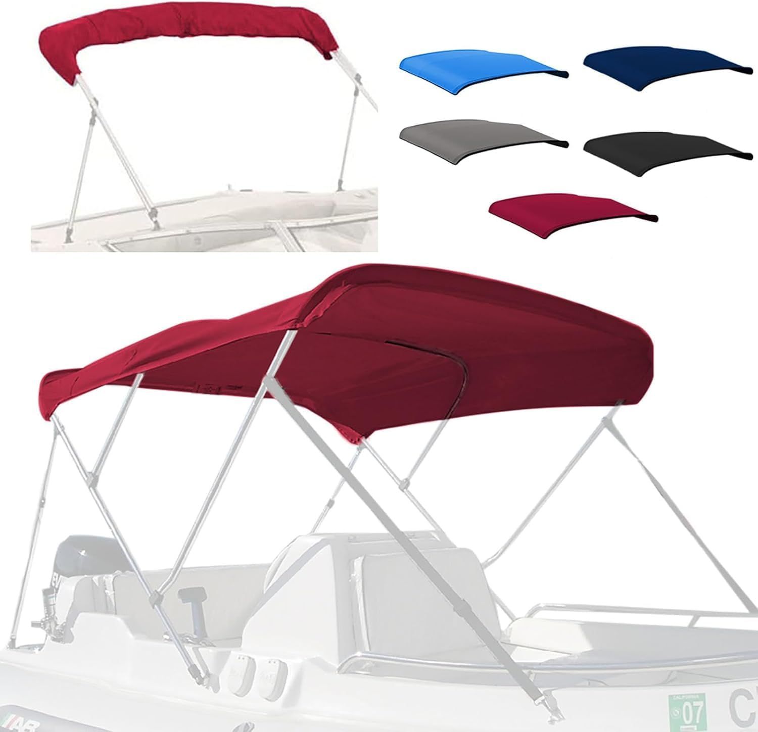 4 Bow Bimini Top Replacement Cover 8FT Burgundy 97-103"W Waterproof
