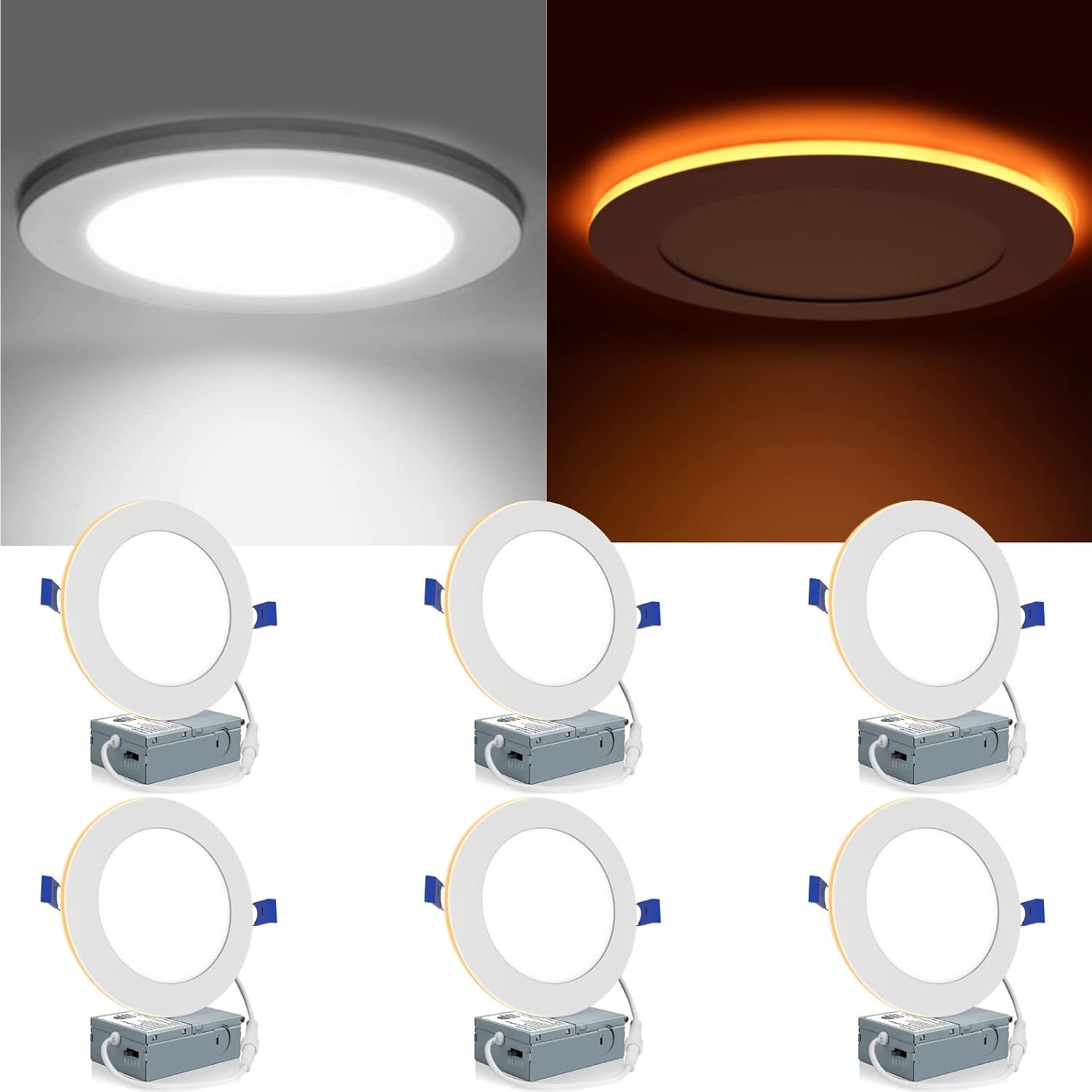 6 Inch LED Recessed Lights 5CCT Dimmable with Night Light 6 Pack