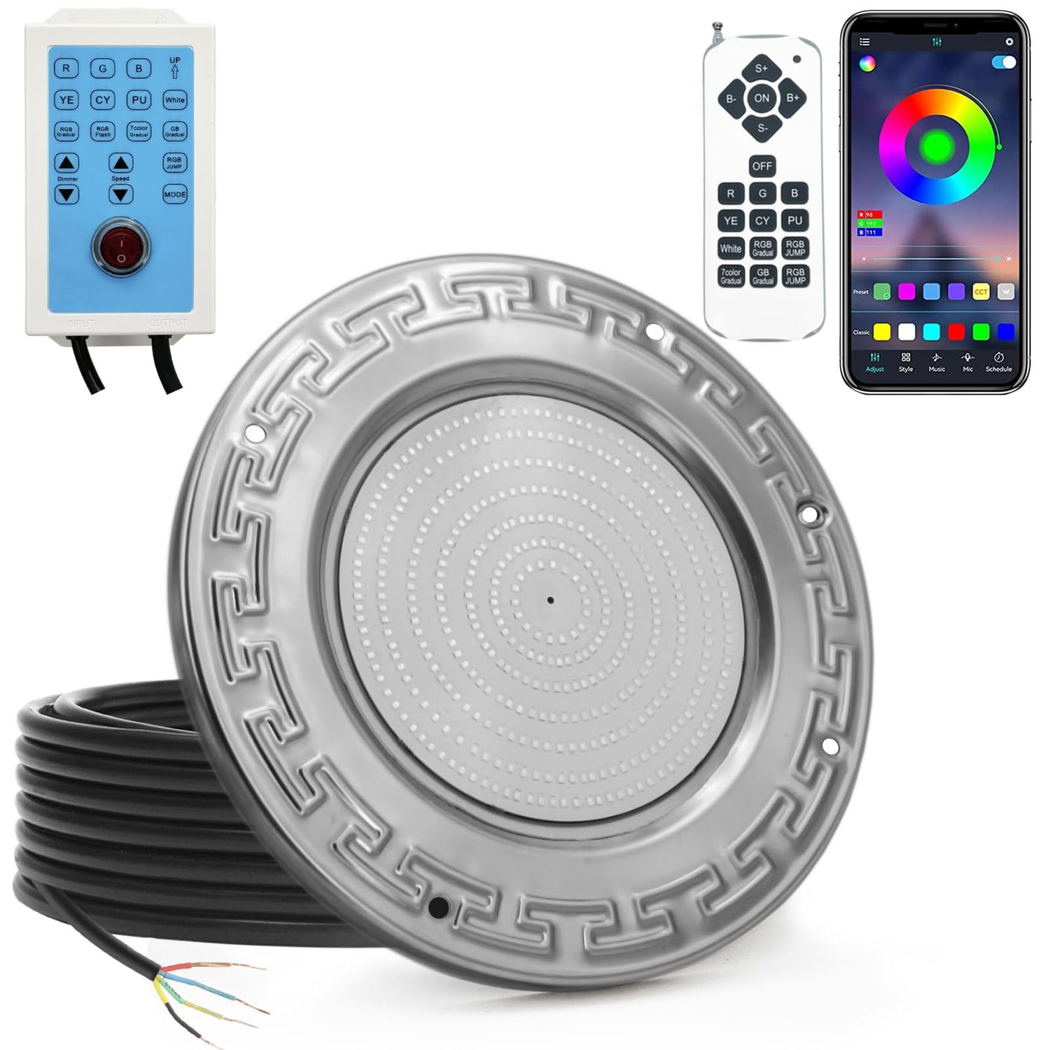 10 Inch Underwater LED Pool Light 60W Color Changing 50FT Cord