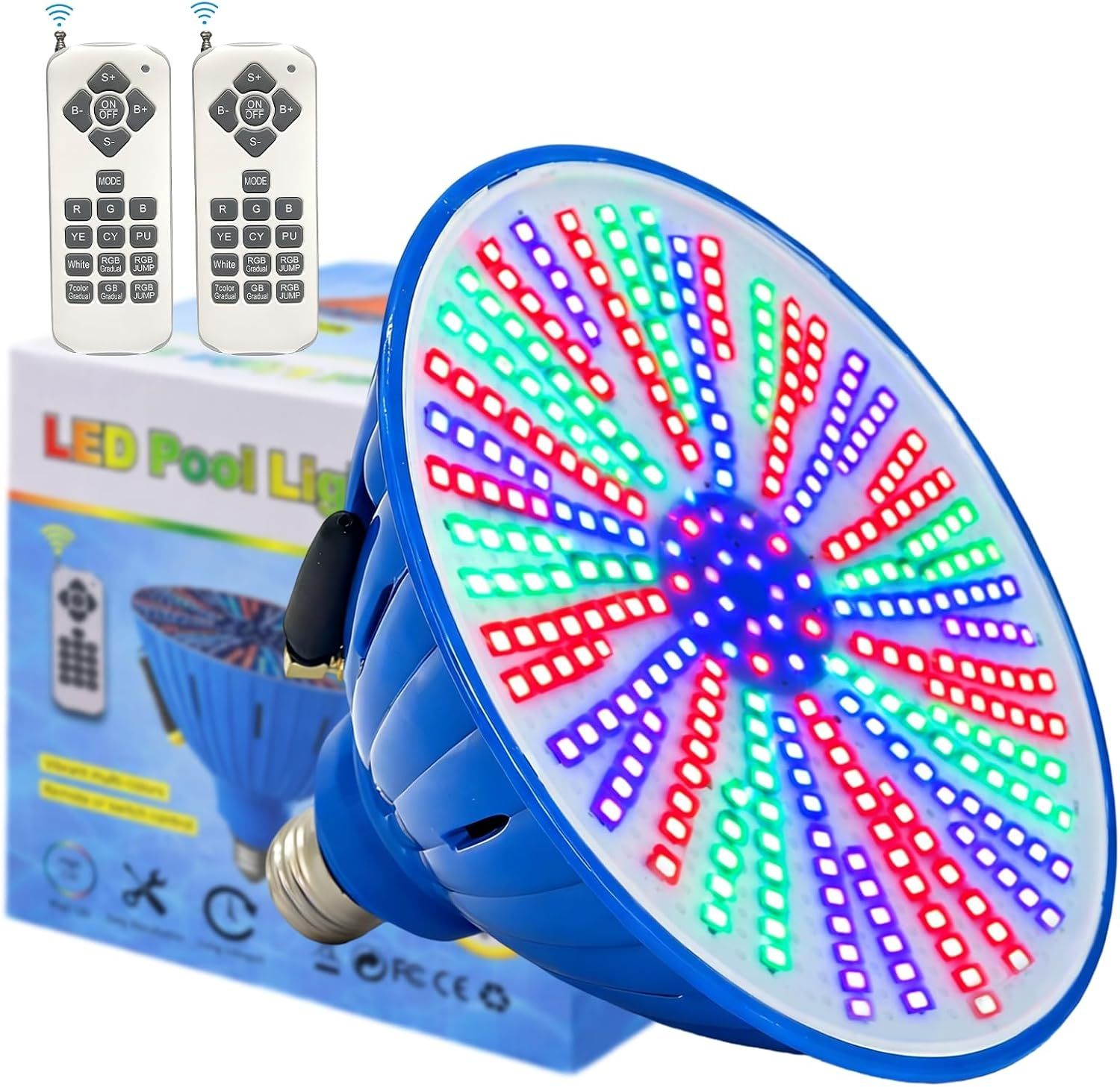 60W LED Pool Light Bulb E26 12V RGB Color Changing Remote