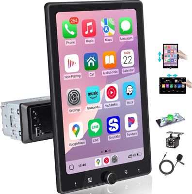 10.4 Inch Rotatable Screen Single DIN Stereo CarPlay Android &amp; Backup Camera