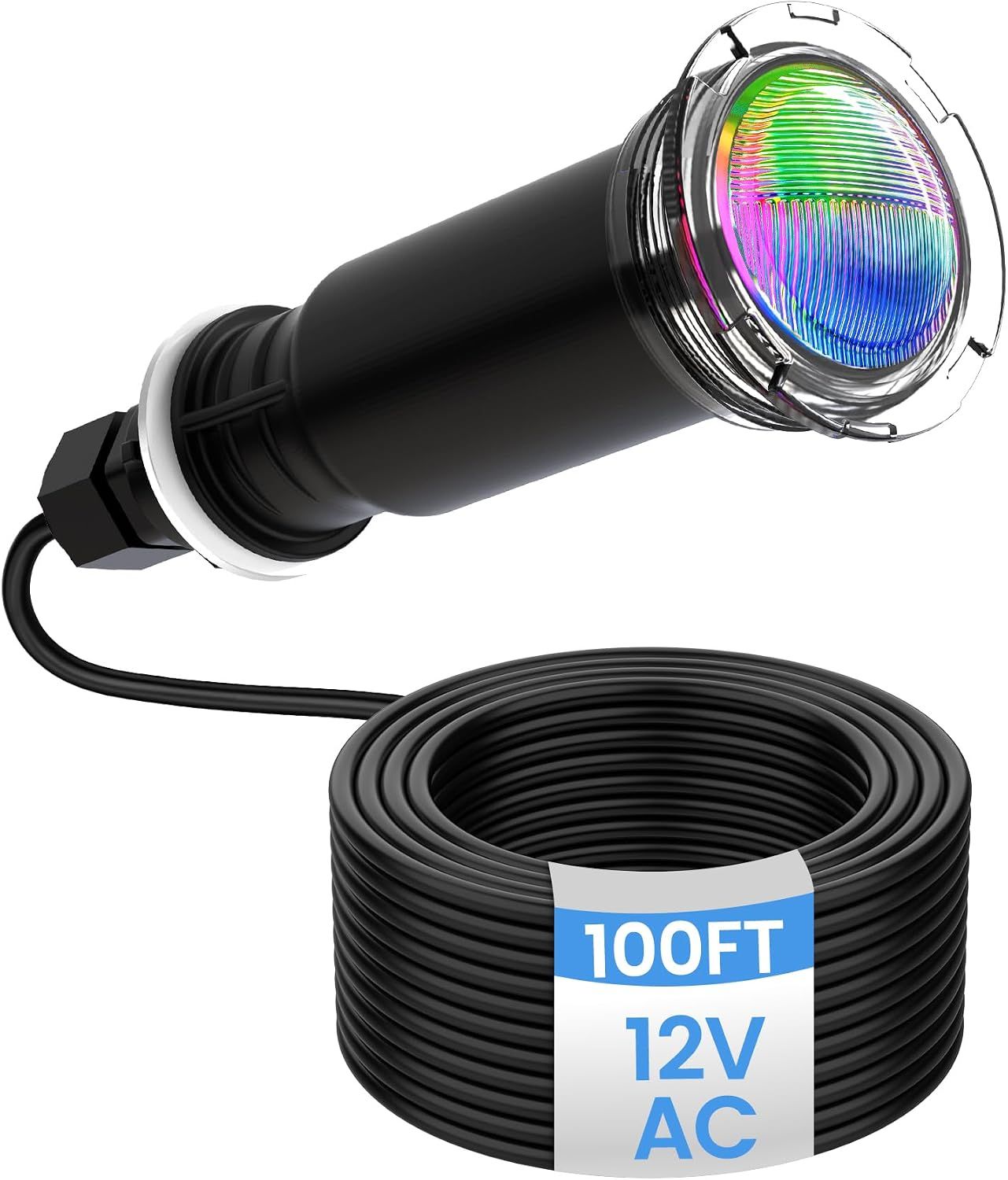 1.5 Inch Pool Light 12V AC Multicolor 100FT Cord IP68 Compatible with Pentair
