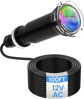1.5 Inch Pool Light 12V AC Multicolor 100FT Cord IP68 Compatible with Pentair
