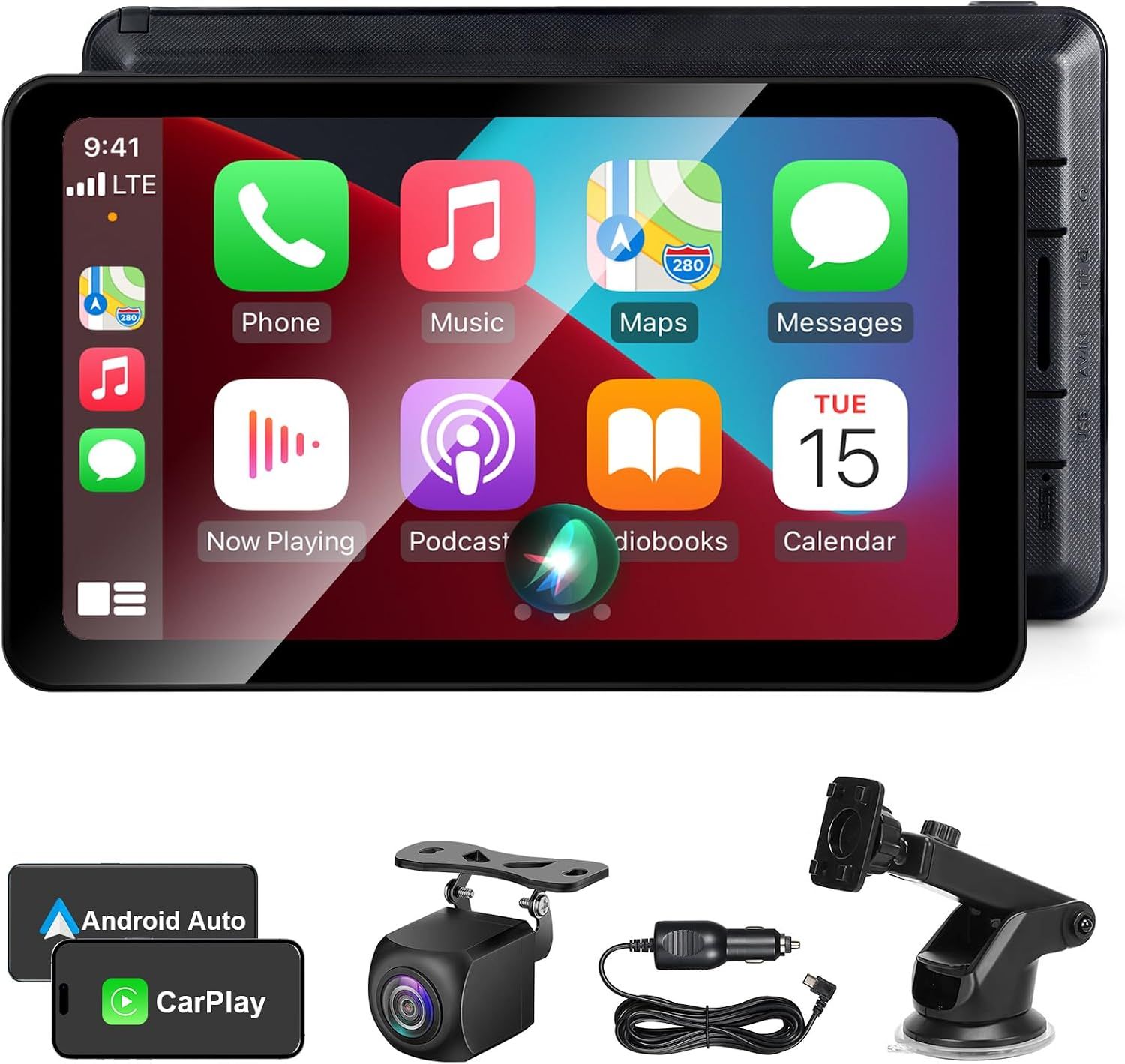 7 Inch Portable Car Stereo Wireless CarPlay, Android Auto &amp; Backup Camera