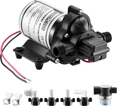 12V RV Water Pressure Diaphragm Pump 4.0 GPM 45 PSI for Marine &amp; Camping