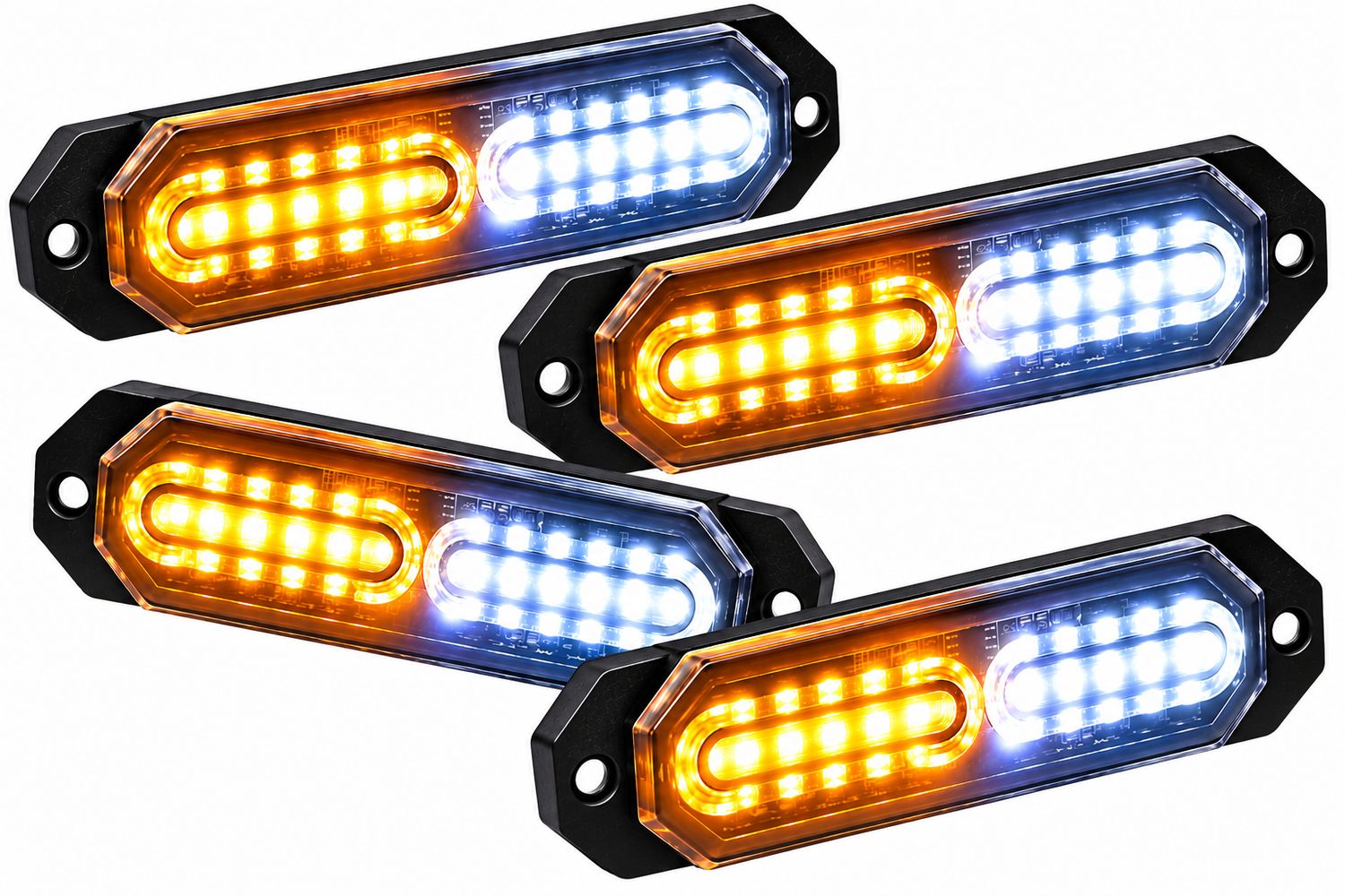 4 Pack Amber/White 12 LED Emergency Strobe Lights for Truck &amp; Pickup