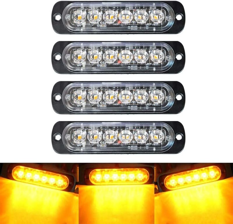 4 Pack Amber Super Bright LED Strobe Lights 12V-24V for Trucks & Pickup 4 Pack Amber Super Bright LED Strobe Lights 12V-24V for Trucks & Pickup