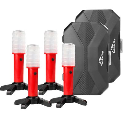 4PCS LED Emergency Road Flares Safety Strobe Warning Lights with Magnetic Base