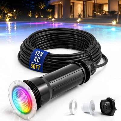1.5 Inch LED Pool Light 12V Waterproof 50FT Cord for Inground Pool &amp; Spa