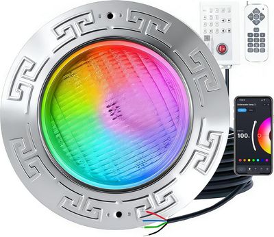 10 Inch LED Swimming Pool Light RGB Multicolor 120V 60W 100FT Cord