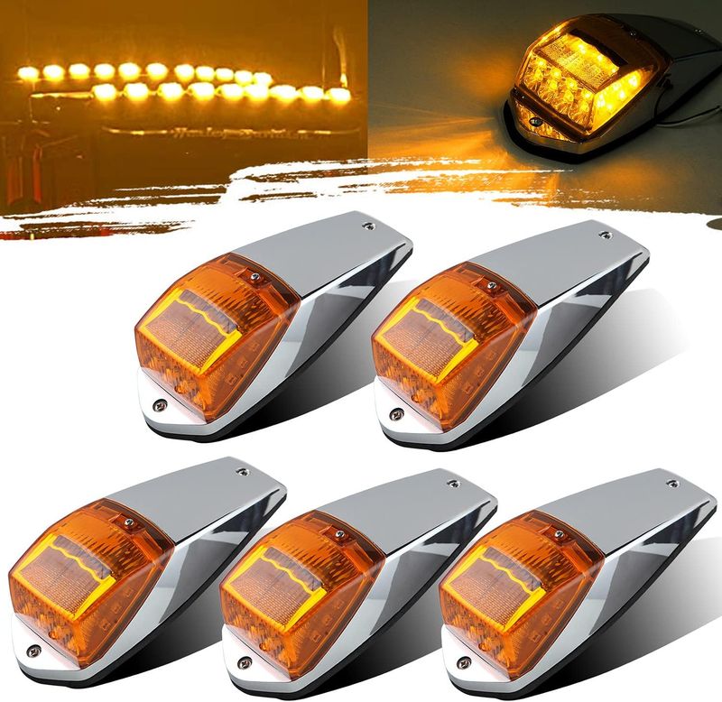 5PCS Truck Cab Marker Lights 17 LED Amber Roof Clearance Running Lights 5PCS Truck Cab Marker Lights 17 LED Amber Roof Clearance Running Lights