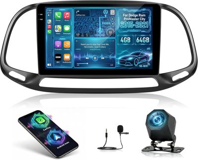 Dodge Ram ProMaster City 2015-2021 Car Stereo with CarPlay, Android &amp; Backup Camera