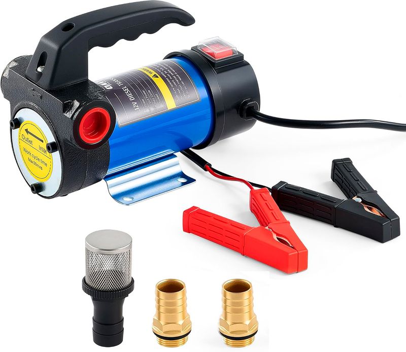 12V Diesel Fuel Transfer Pump 12 GPM, Portable Self-Priming Oil Extractor