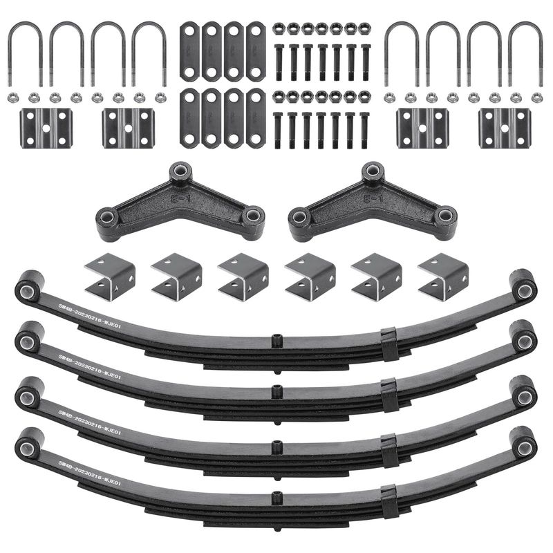 25-1/4 Inch 4-Leaf Trailer Leaf Spring Kit 1750lb, Axle U-Bolt &amp; Hanger Kit 4PCS