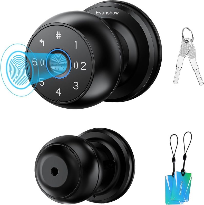 Smart Door Knob with Fingerprint Lock, Keyless Entry for Bedroom Smart Door Knob with Fingerprint Lock, Keyless Entry for Bedroom