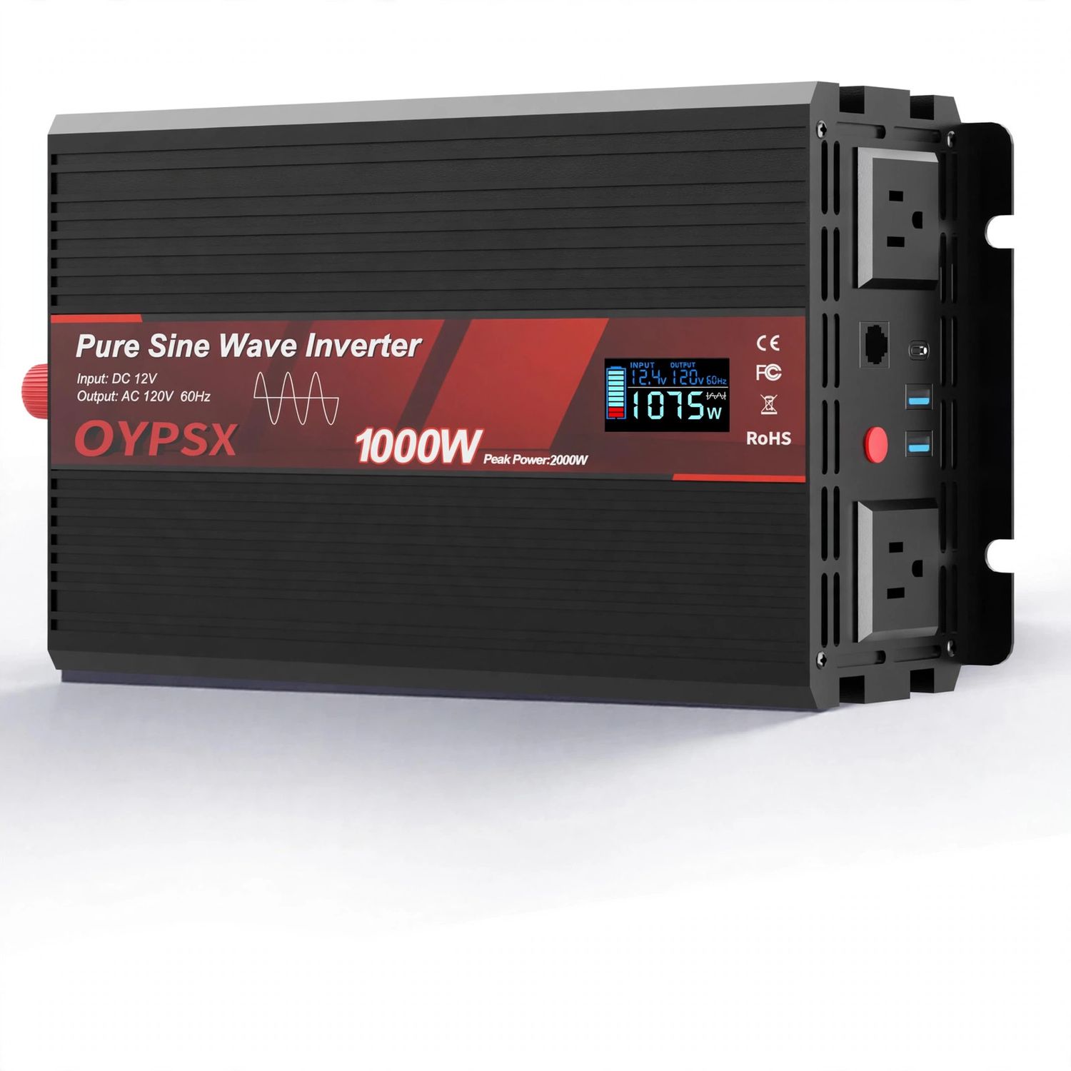 1000W Power Inverter 12V to 110V, Pure Sine Wave for RV, Truck &amp; Boat