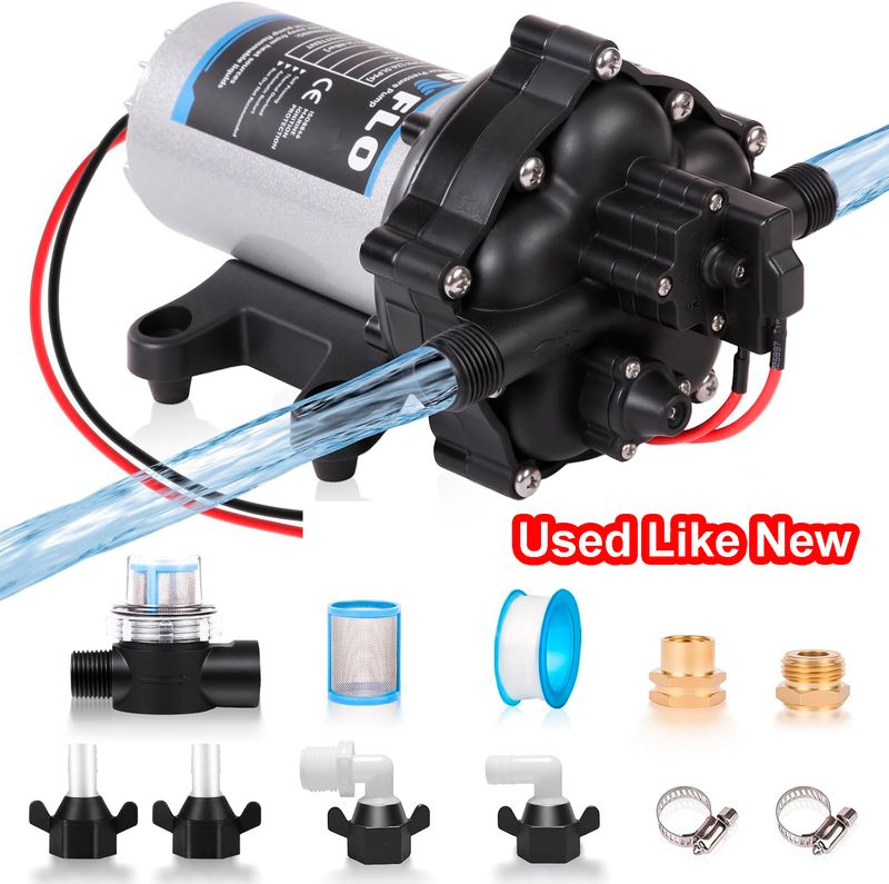 12V DC RV Fresh Water Pump 7GPM 70PSI, Self-Priming Diaphragm 12V DC RV Fresh Water Pump 7GPM 70PSI, Self-Priming Diaphragm
