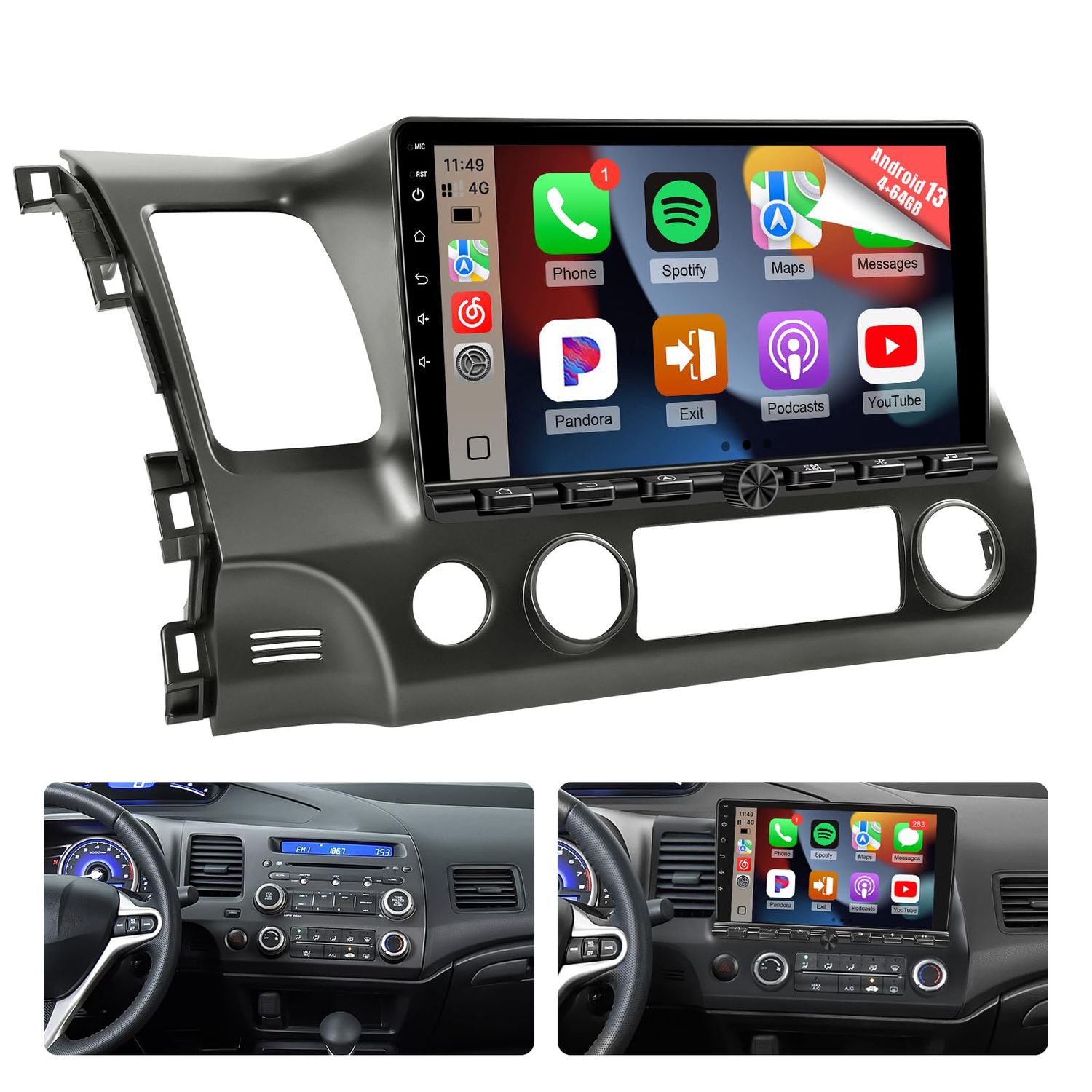 Honda Civic 2006-2011 Car Stereo with CarPlay, Android &amp; Backup Camera
