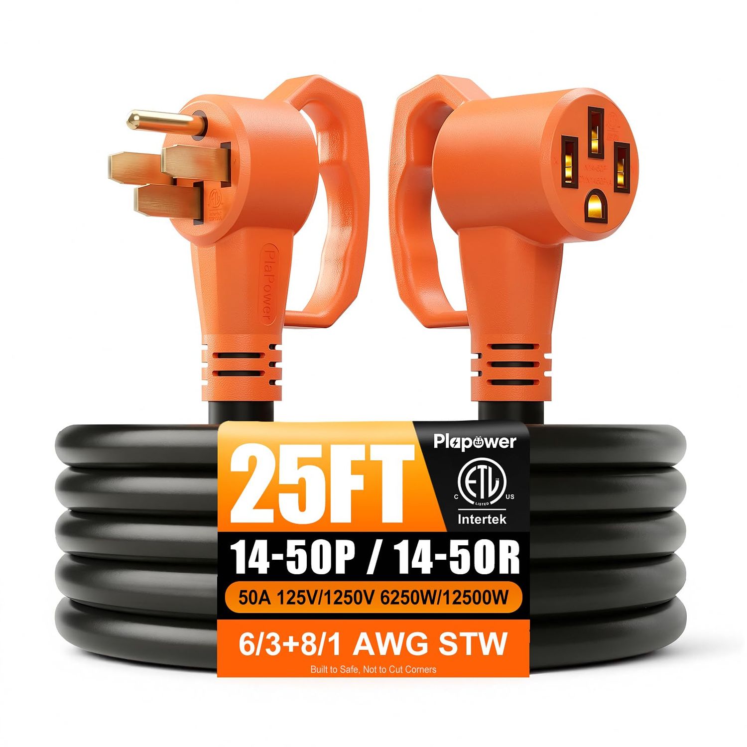 RV Extension Cord 25 FT 50 Amp NEMA 14-50P to 14-50R Heavy Duty