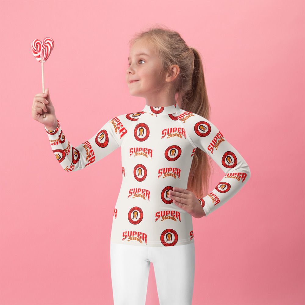 Kids Rash Guard Super Sistah logo