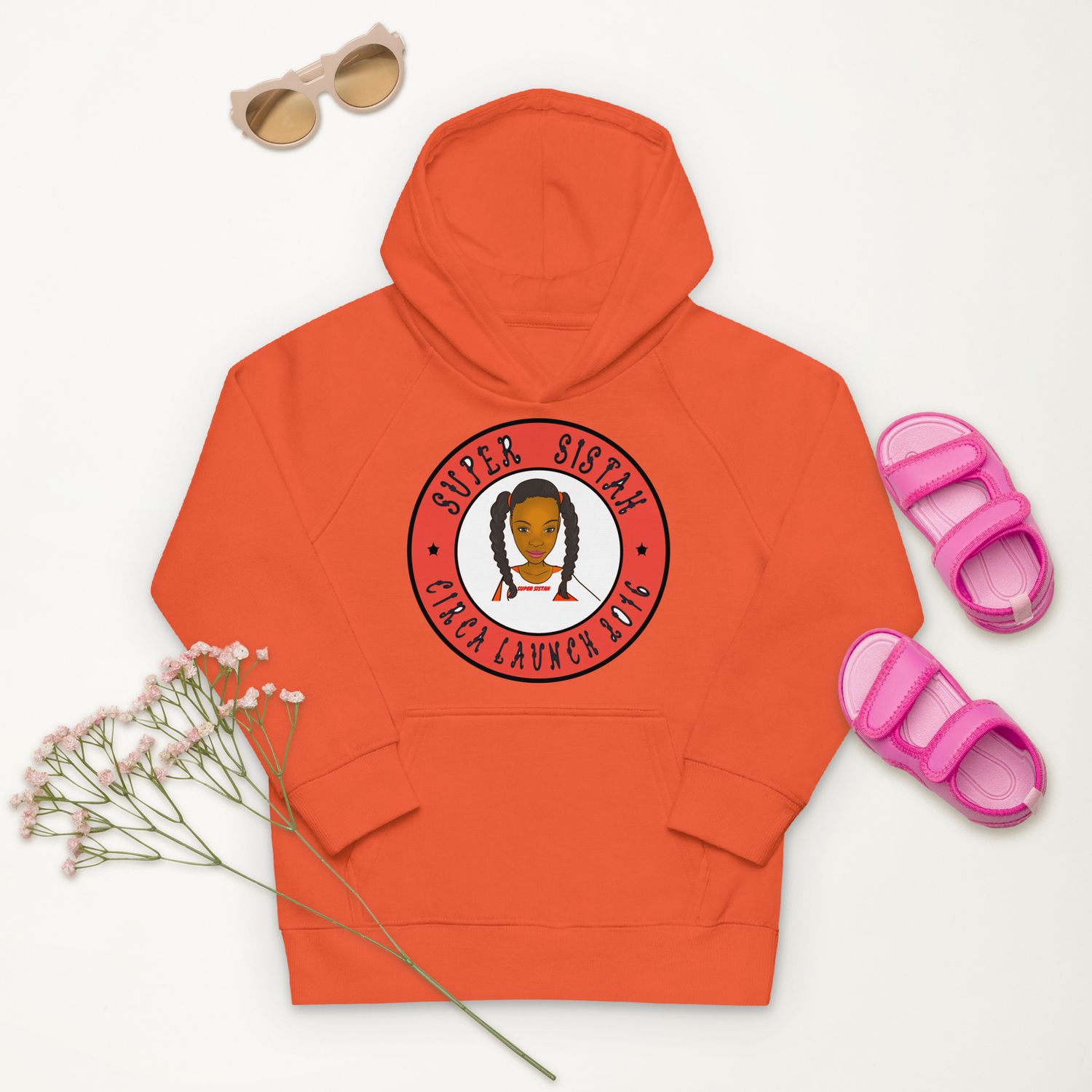 Kids eco hoodie Super Sistah Orange