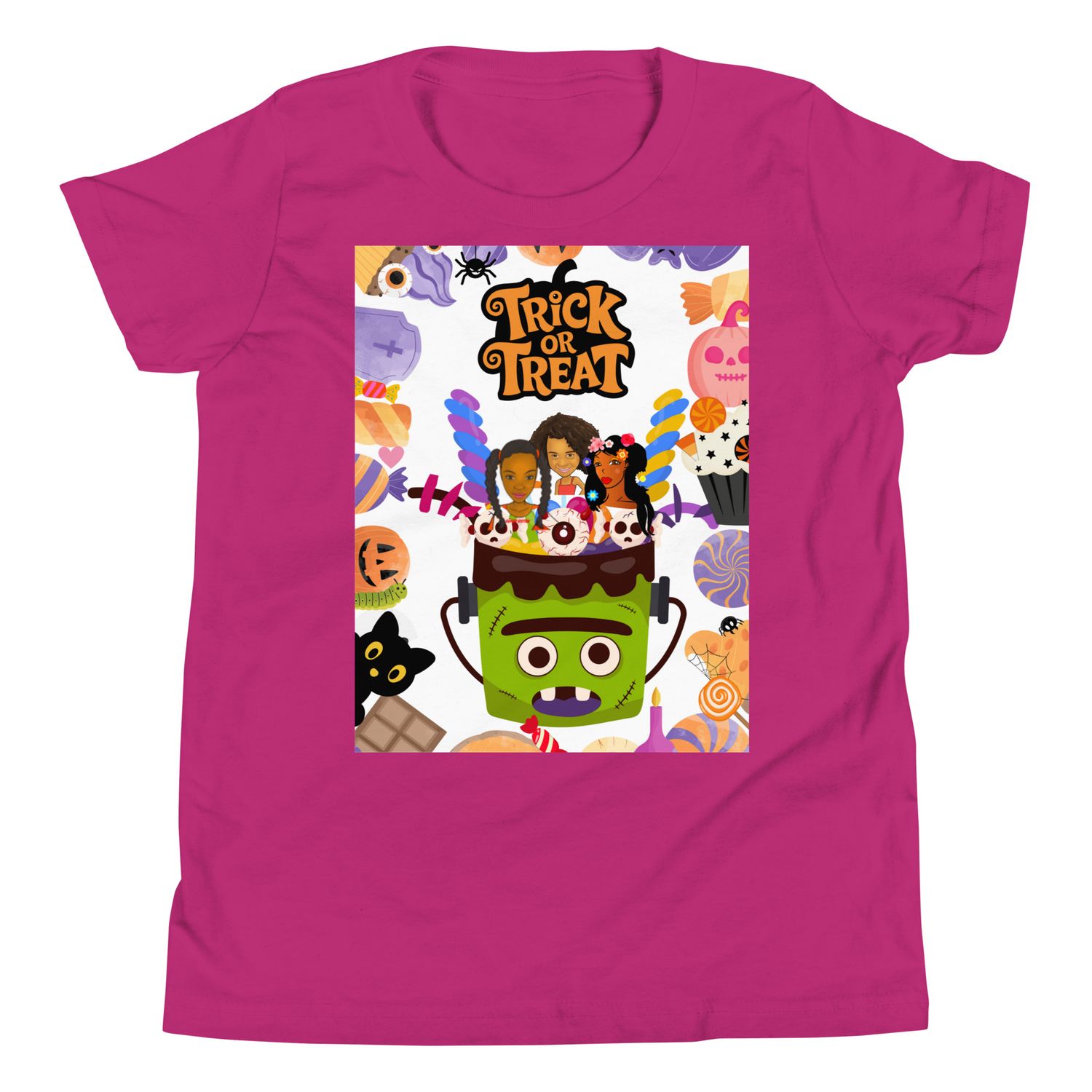 Youth Short Sleeve T-Shirt Trick or Treat basket