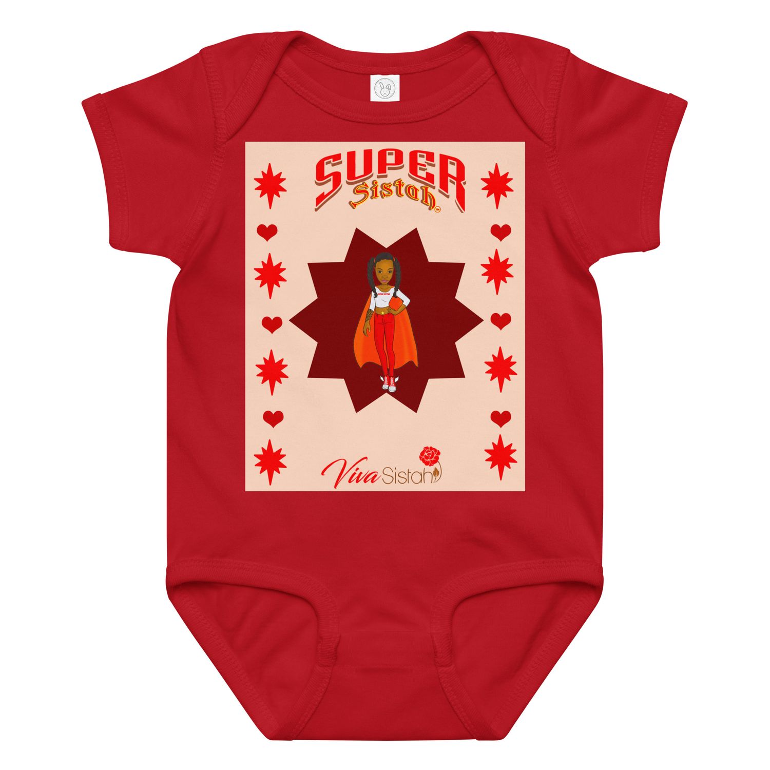 Baby jersey bodysuit Super Sistah Burgundy diamond