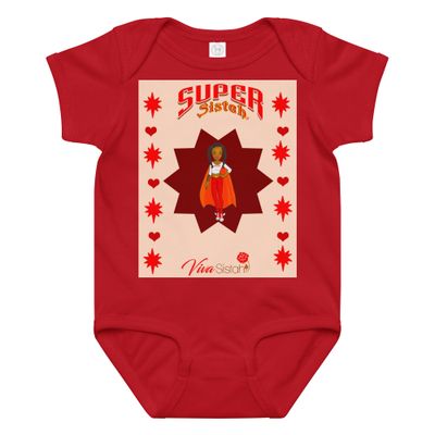 Baby jersey bodysuit Super Sistah Burgundy diamond