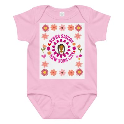 Baby jersey bodysuit Super Sistah NYC floral