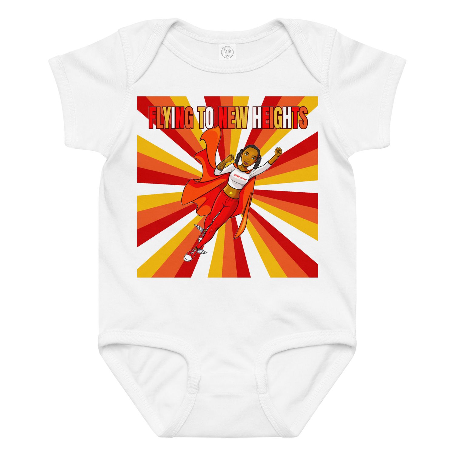 Baby jersey bodysuit Super Sistah Flying red orange yellow