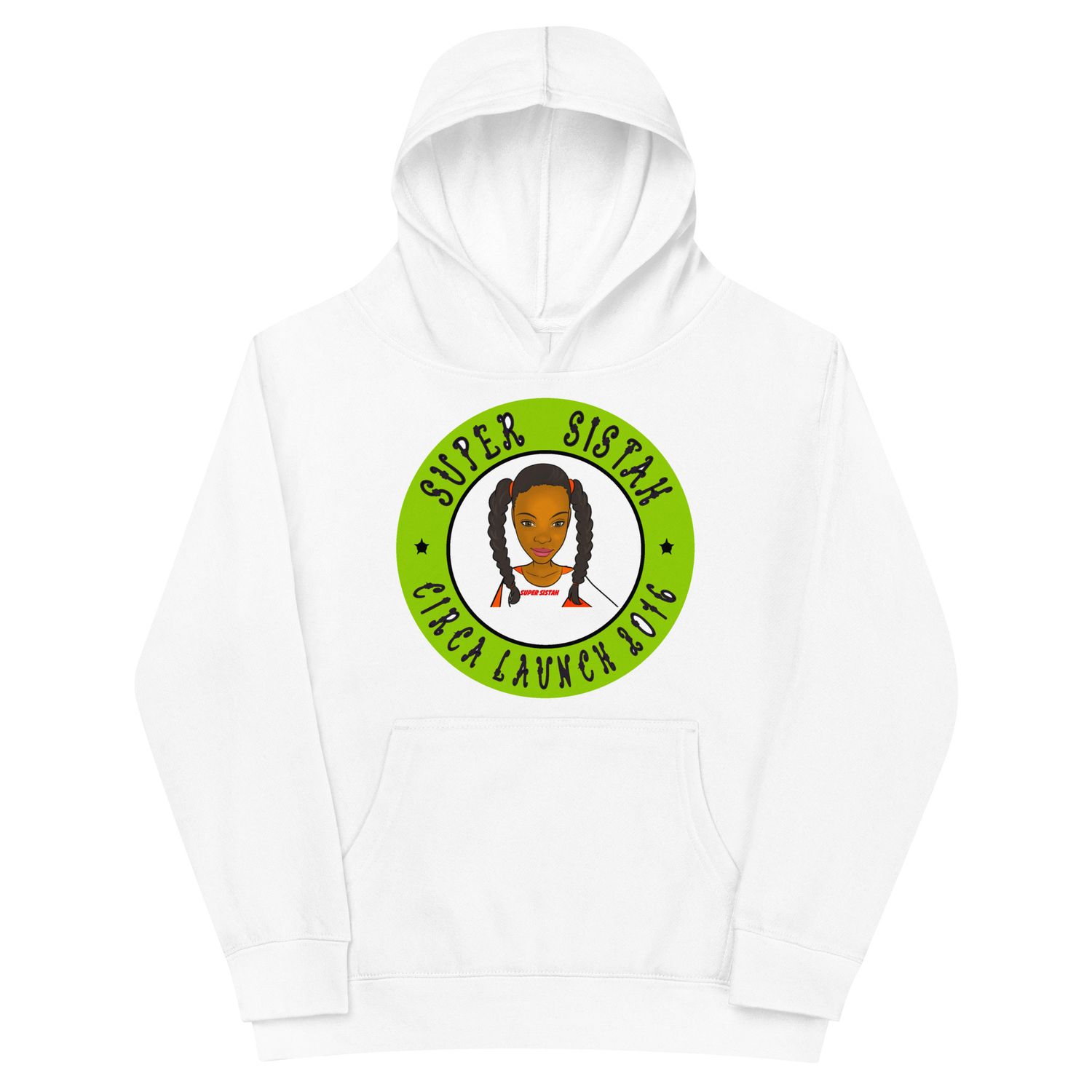Kids fleece hoodie Super Sistah Circa green