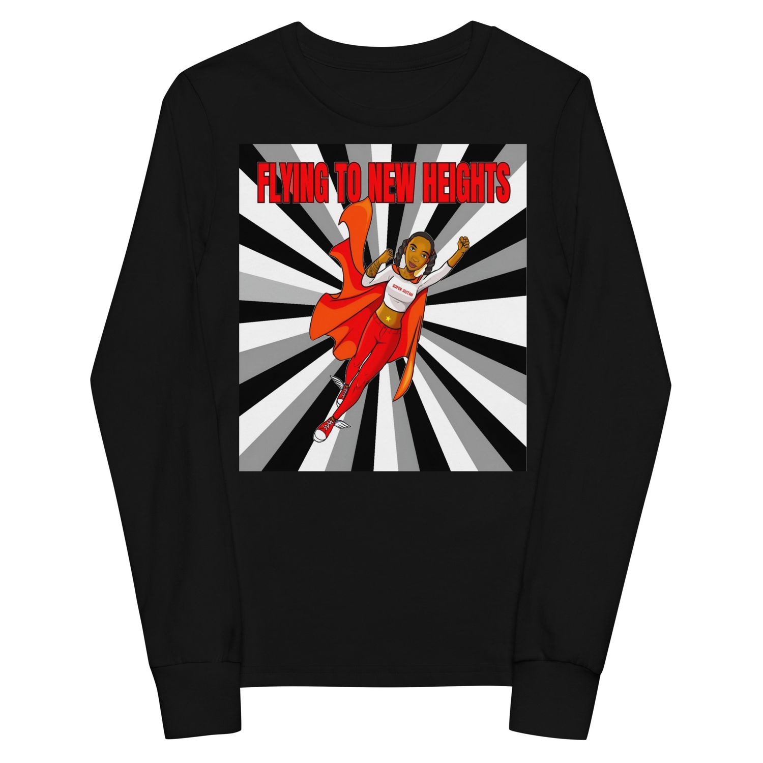 Youth long sleeve tee Flying to New Heights black