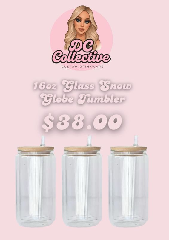 16oz Glass Snowglobe Tumbler