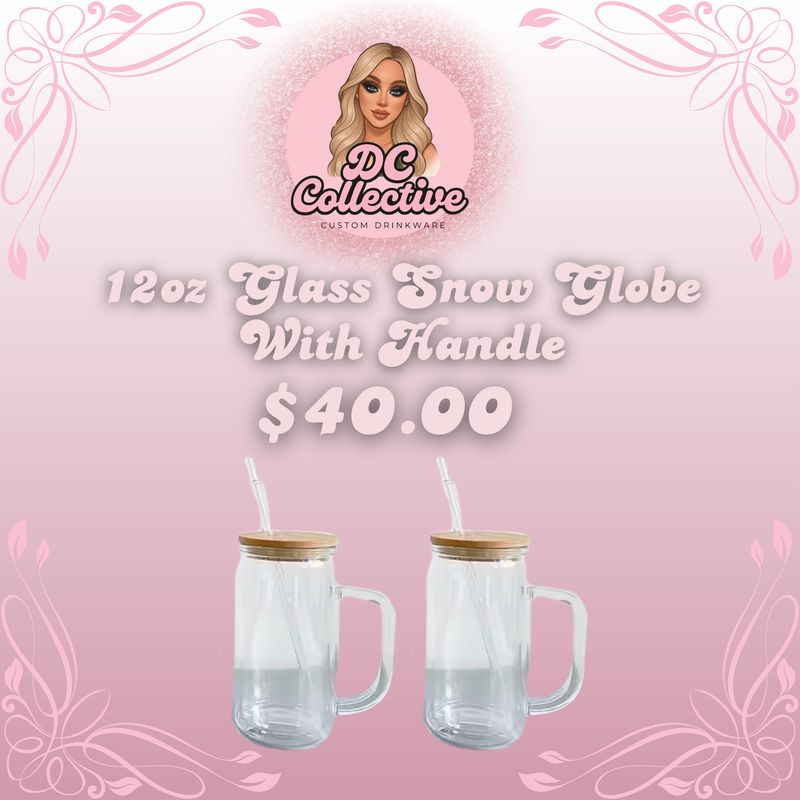 12oz Glass Snowglobe With Handle